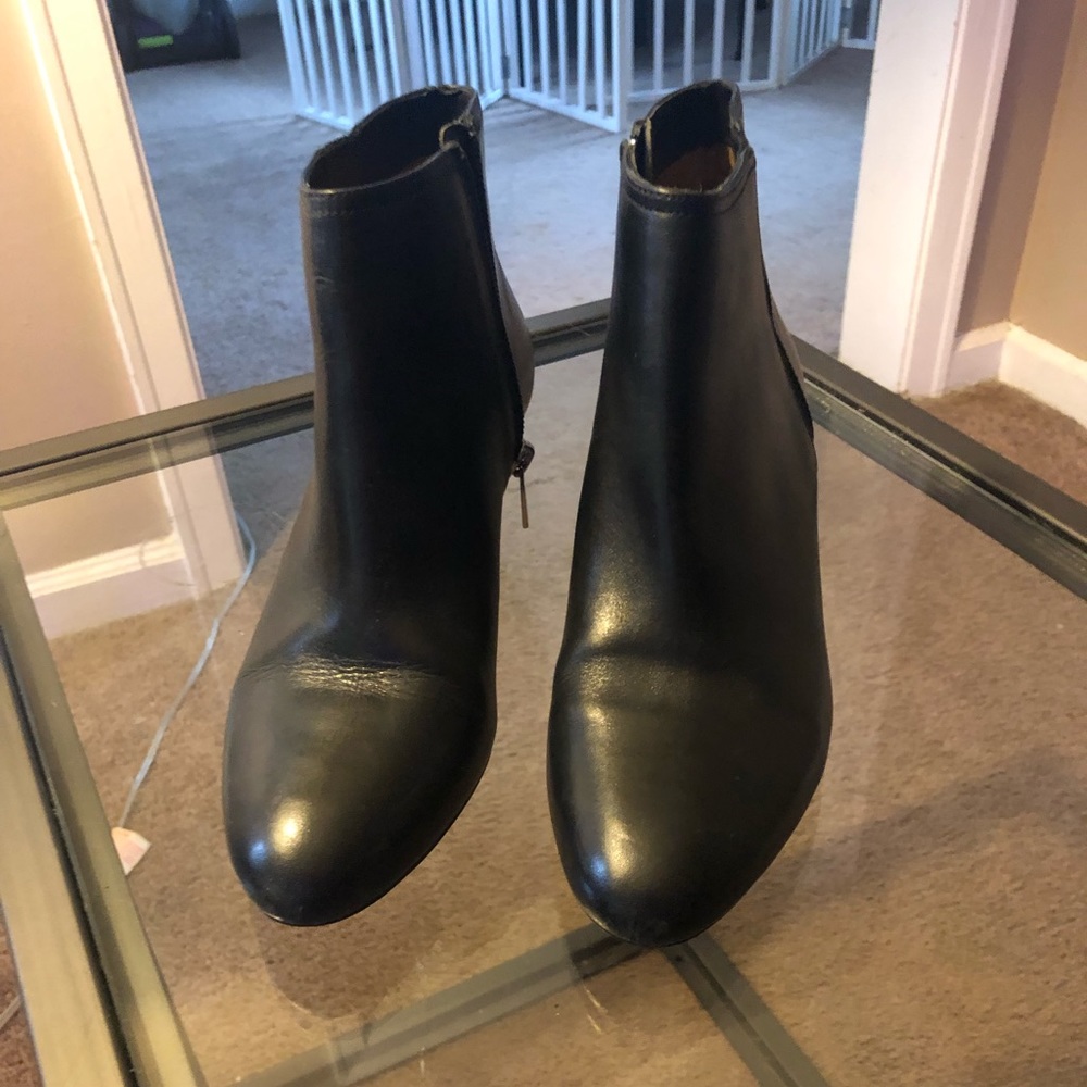 Coach black wedge booties